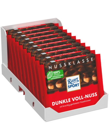 Ritter Sport Nussklasse Dunkle Voll-Nuss 10 x 100g