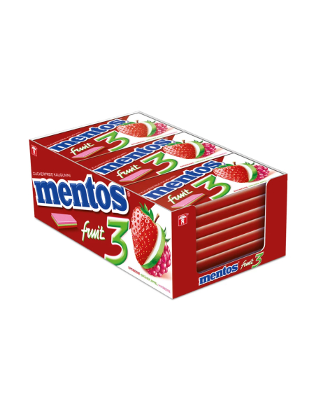 Mentos 3 Fruit Fresh Erdbeere Grüner Apfel Himbeere 12 x 33g