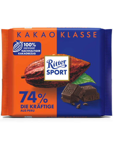 Ritter Sport Kakao Klasse 74% Die Kräftige Peru 12 x 100g