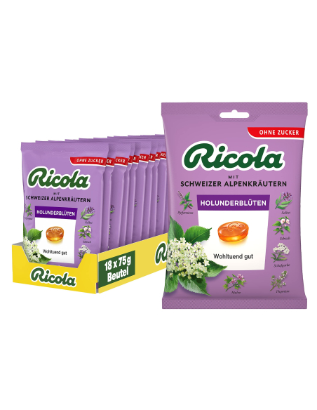Ricola Kräuter Holunderblüten 18 x 75g